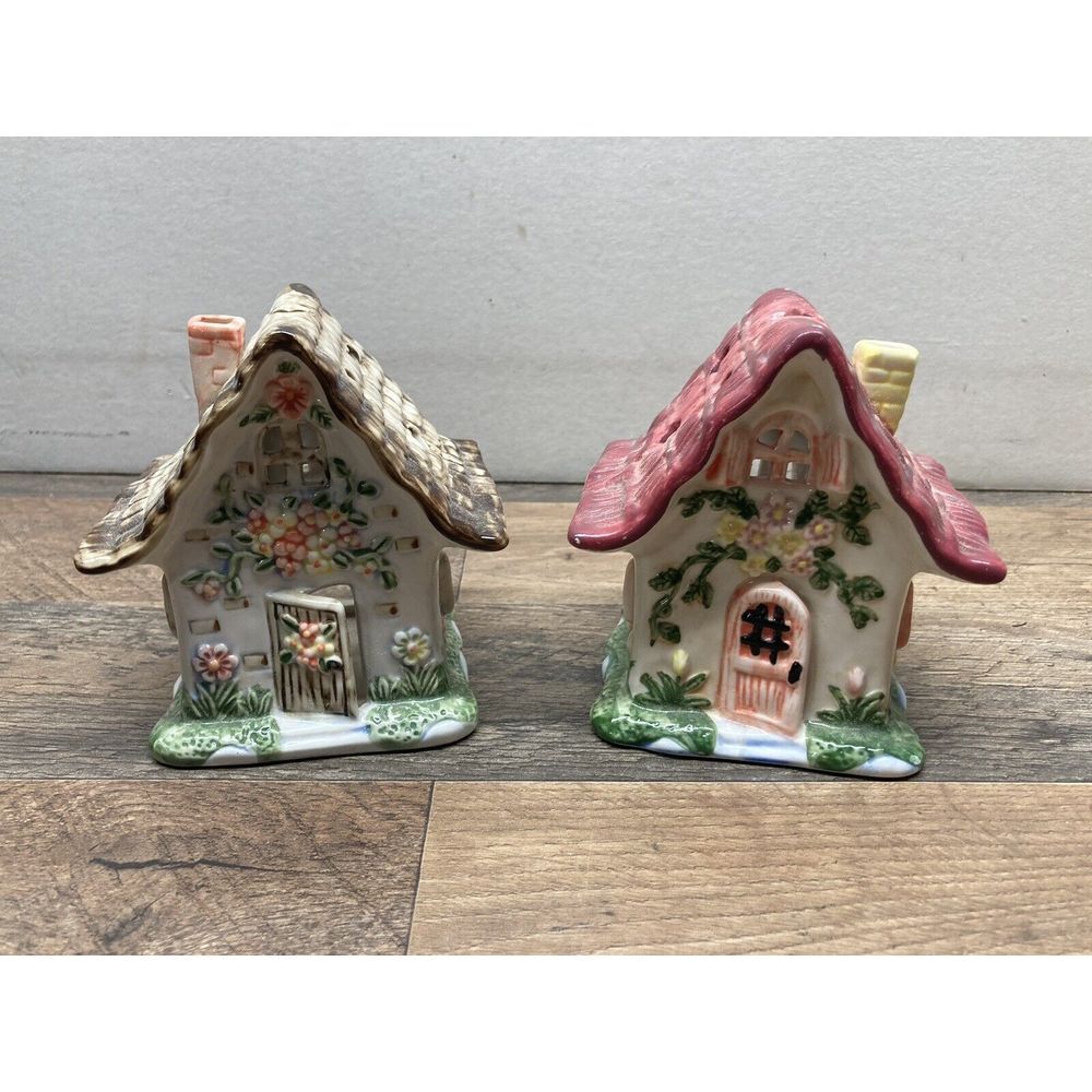 Cottage‎ House Tealight Candleholders Set of 2 International Silver Co 4.5" tall